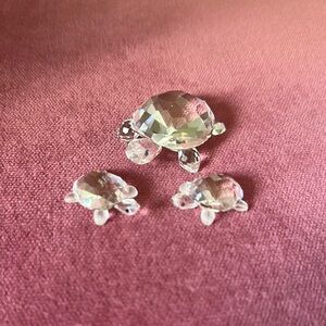 Vintage Swarovski Crystal Mother Tortise and 2 babies